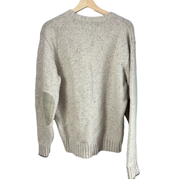 Vineyard Vines Lambswool Quilted Elbow Patch Sweater Oatmeal Men's L Crewneck - Picture 6 of 9